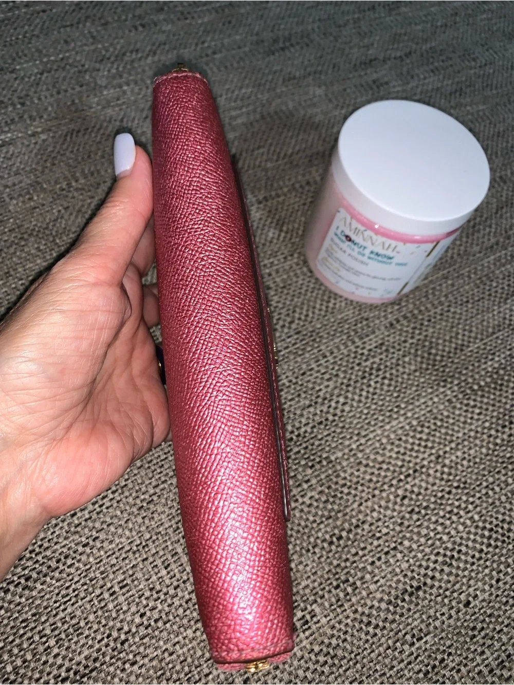 COACH ZIPPY metallic pink/burgundy wallet EUC w/Aminnah Donut Sugar Polish